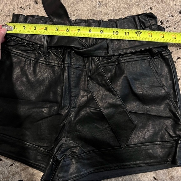 BDG Urban Outfitters High Waist Black Faux Leather Paperbag Shorts - Picture 5 of 8
